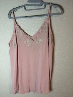 Maurices Dusty Pink Slip Top with Silver Lace Detail